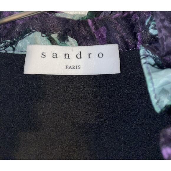 Vintage Y2K Sandro Paris Silk/Rayon Shirt Floral Print Button Up Blouse XS - Picture 7 of 8